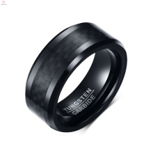 8mm IP Black Plating Mens Schmuck Faser Hartmetall Ring